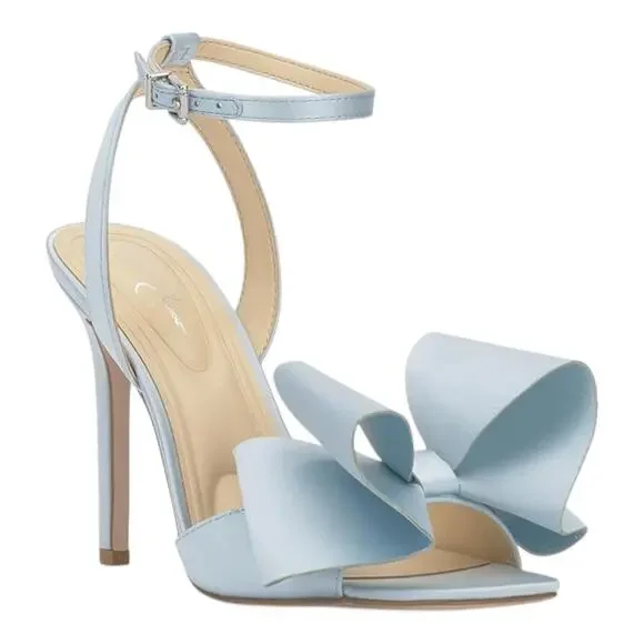 Jessica Simpson Women's Olivine Satin Bow High Heel Sandals Light Blue Size 5 - Picture 1 of 5